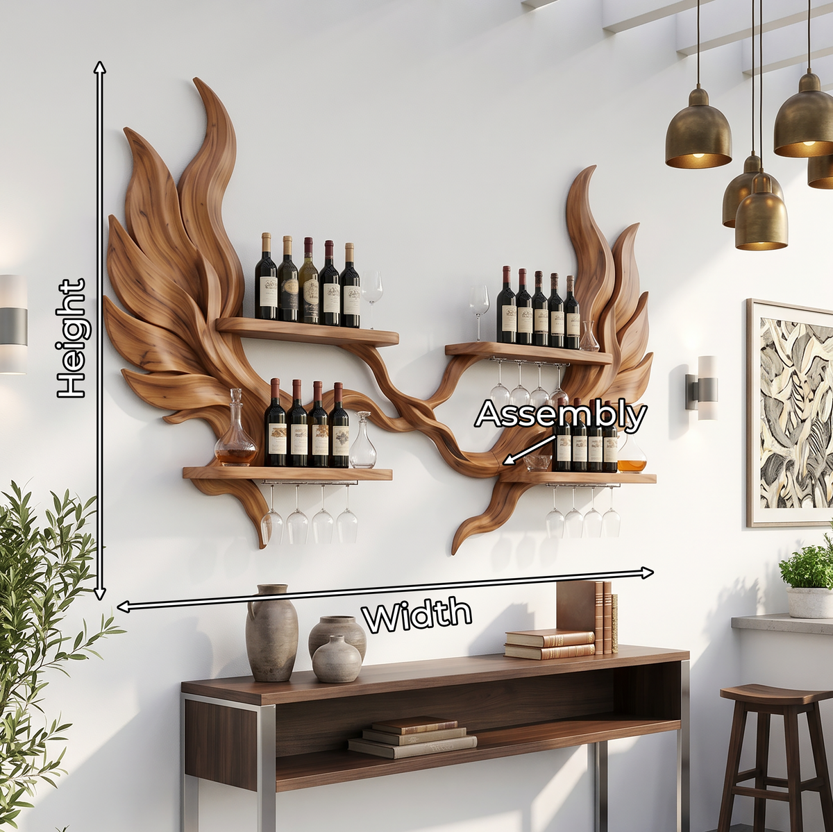 Handcrafted Luxury Wall Wine Rack For Wine Lounge