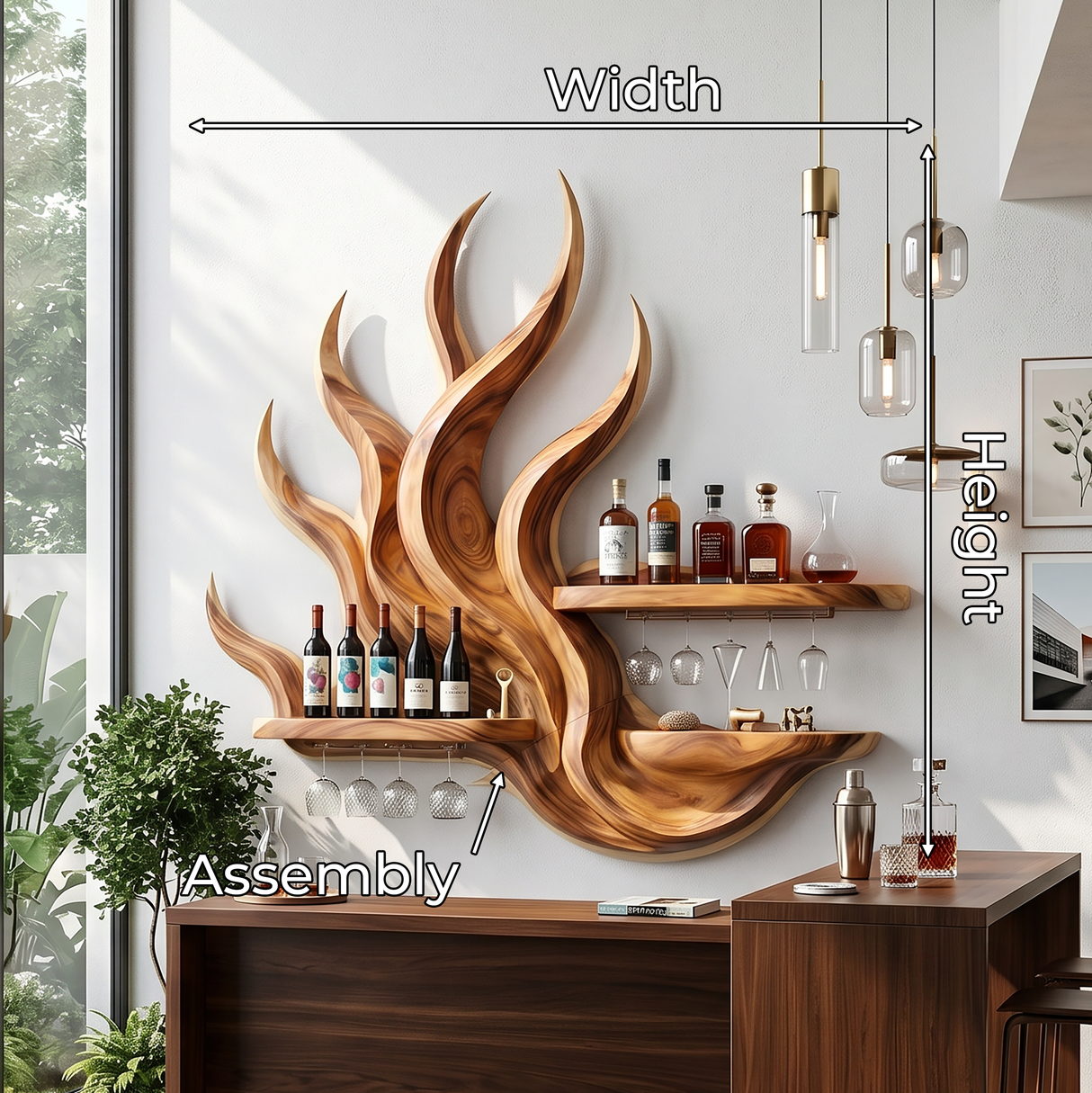Handcrafted Modern Wall Wine Rack For Entertainment Room
