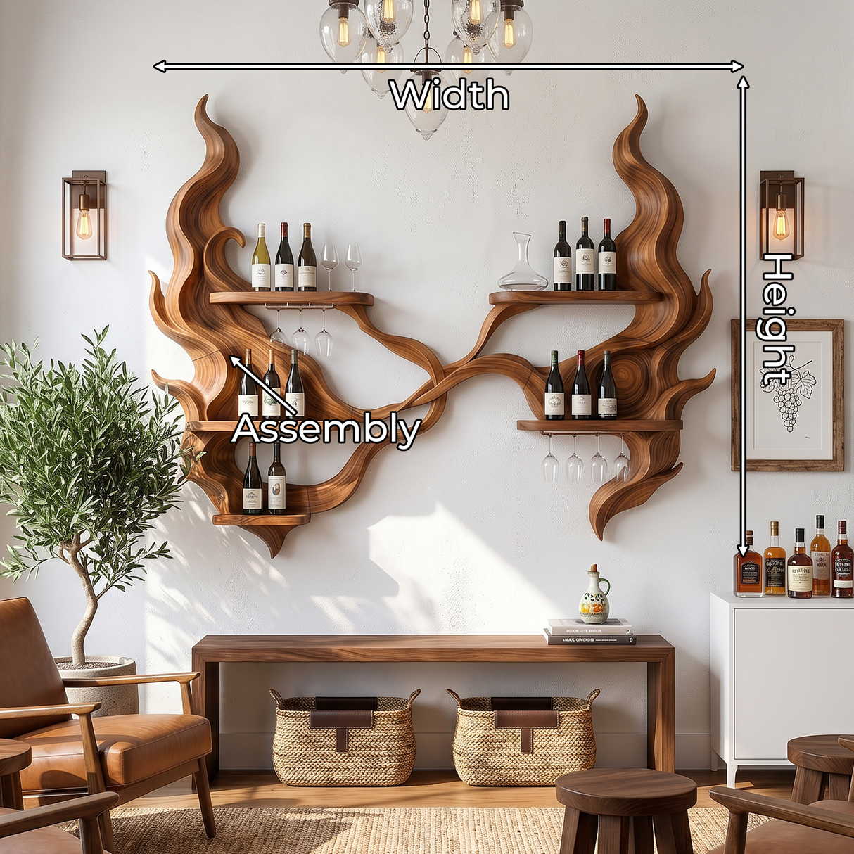 Handcrafted Organic Modern Wine Display Rack For Restaurant