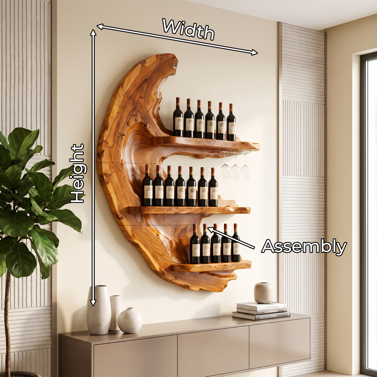 Handcrafted Farmhouse Wine Display Rack For Dining Area