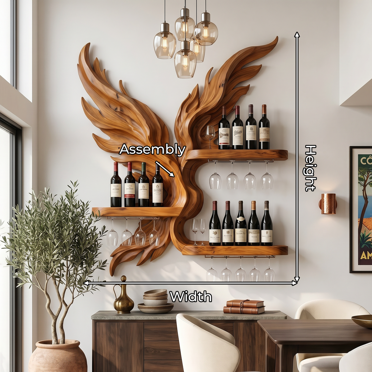 Mid Century Wine Display Rack For Dining Space