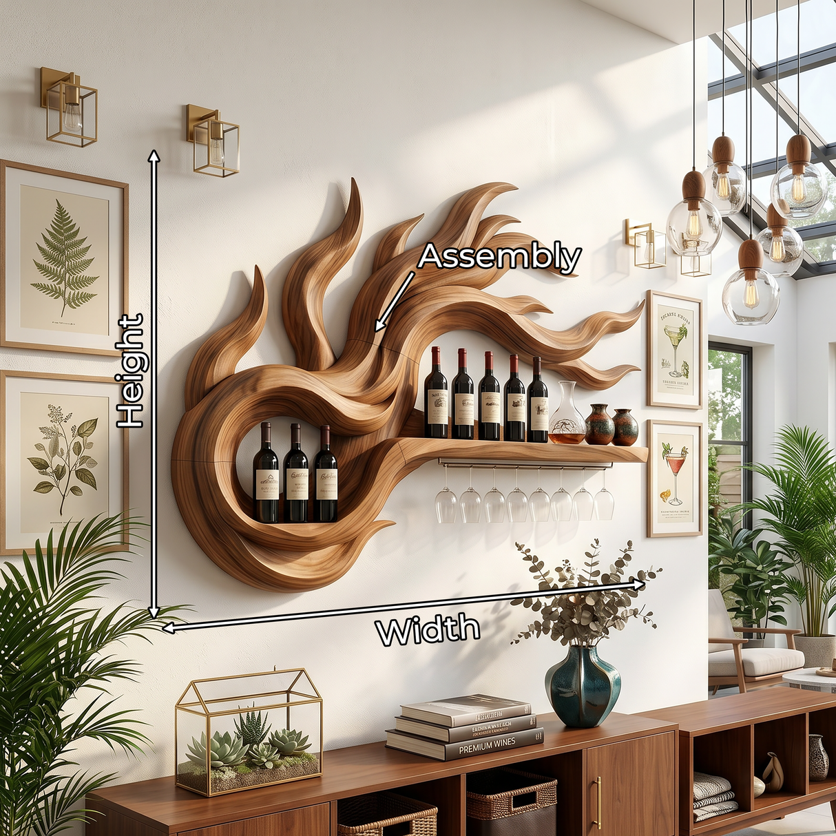Handcrafted Modern Wine Rack Wall Mounted For Kitchen