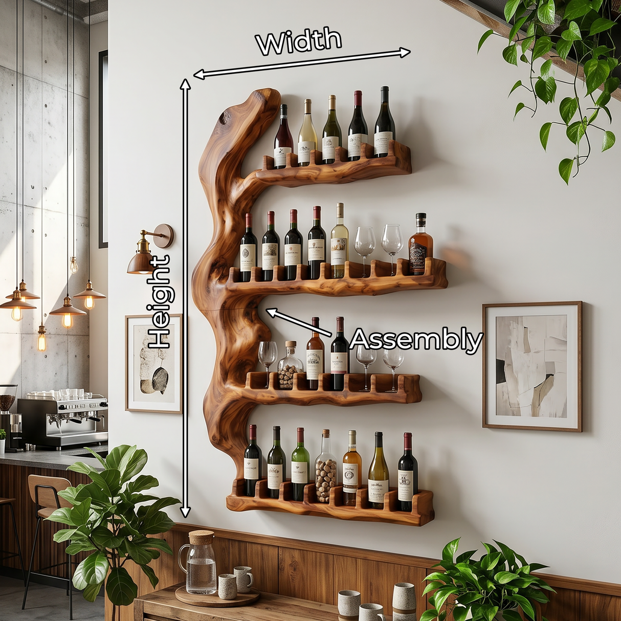 Handcrafted Japandi Wall Wine Rack For Modern Interior