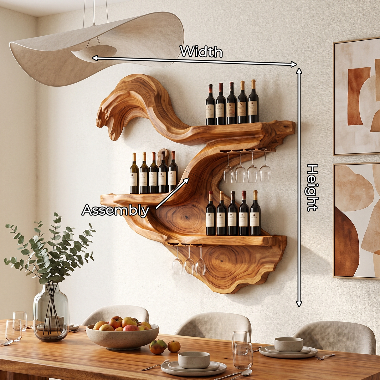 Farmhouse Wall Mounted Wine Rack For Kitchen