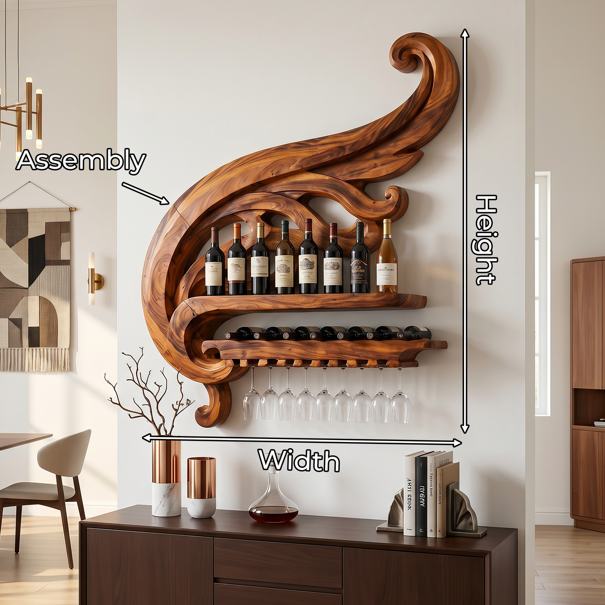 Farmhouse Wine Bottle Holder For Kitchen