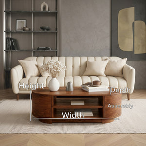 Modern Oval Coffee Table With Open Shelves For Living Room