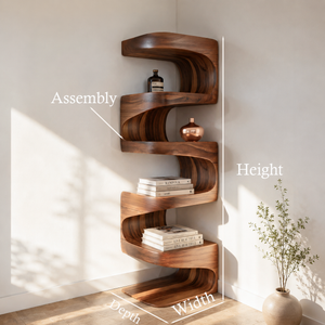 Modern Corner Wave Bookshelf For Living Room Or Contemporary Interior