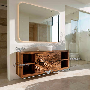 Luxury Mountain Carved Floating Bathroom Vanity For Spa Bathroom
