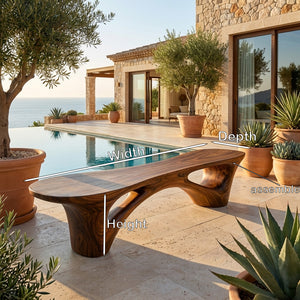 Organic Modern Wooden Bench For Outdoor Garden Patio