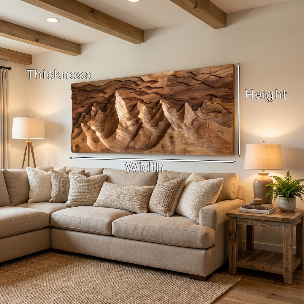 Organic Wooden Mountain Wall Art For Living Room