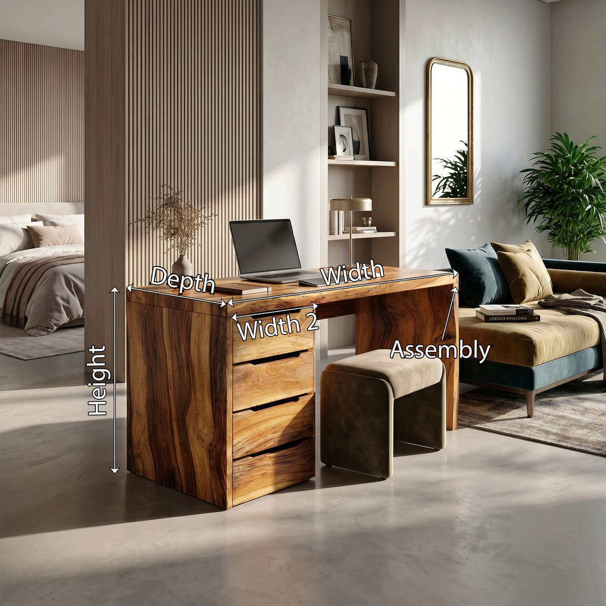 Minimalist Work Desk With Metal X Legs For Studio Room