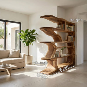Contemporary Artistic Wooden Bookshelf For Living Room Storage