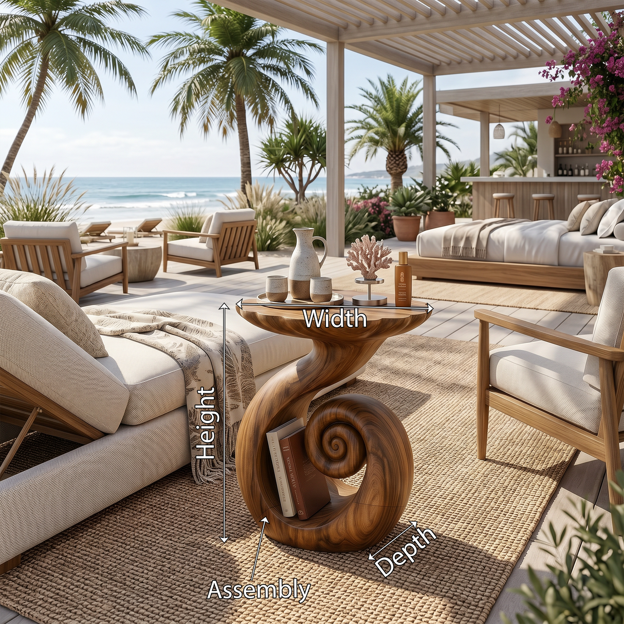 Organic Spiral Storage Side Table Resort Suite