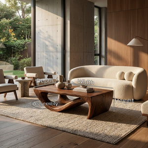 Modern Sculptural Wooden Coffee Table For Living Room
