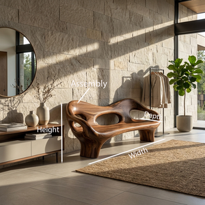 Modern Entryway Bench With Hollow Sculpture Arms For Hallway