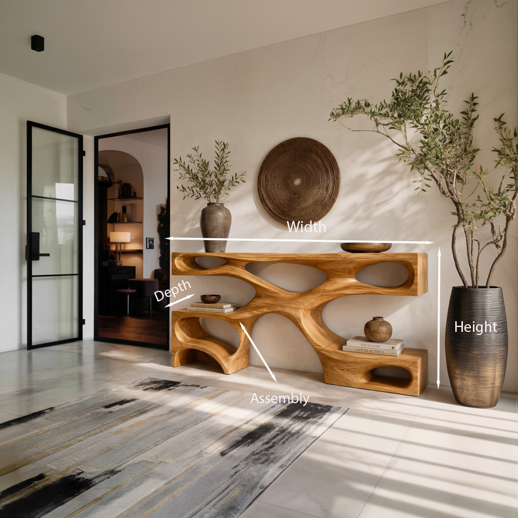 Modern Wooden Console Table With Open Storage For Interior Decor
