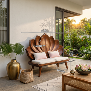 Contemporary Lotus Flower Back Bench For Bedroom Interior Space