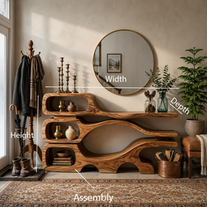 Rustic Wooden Console Table With Sculptural Hollow For Interior