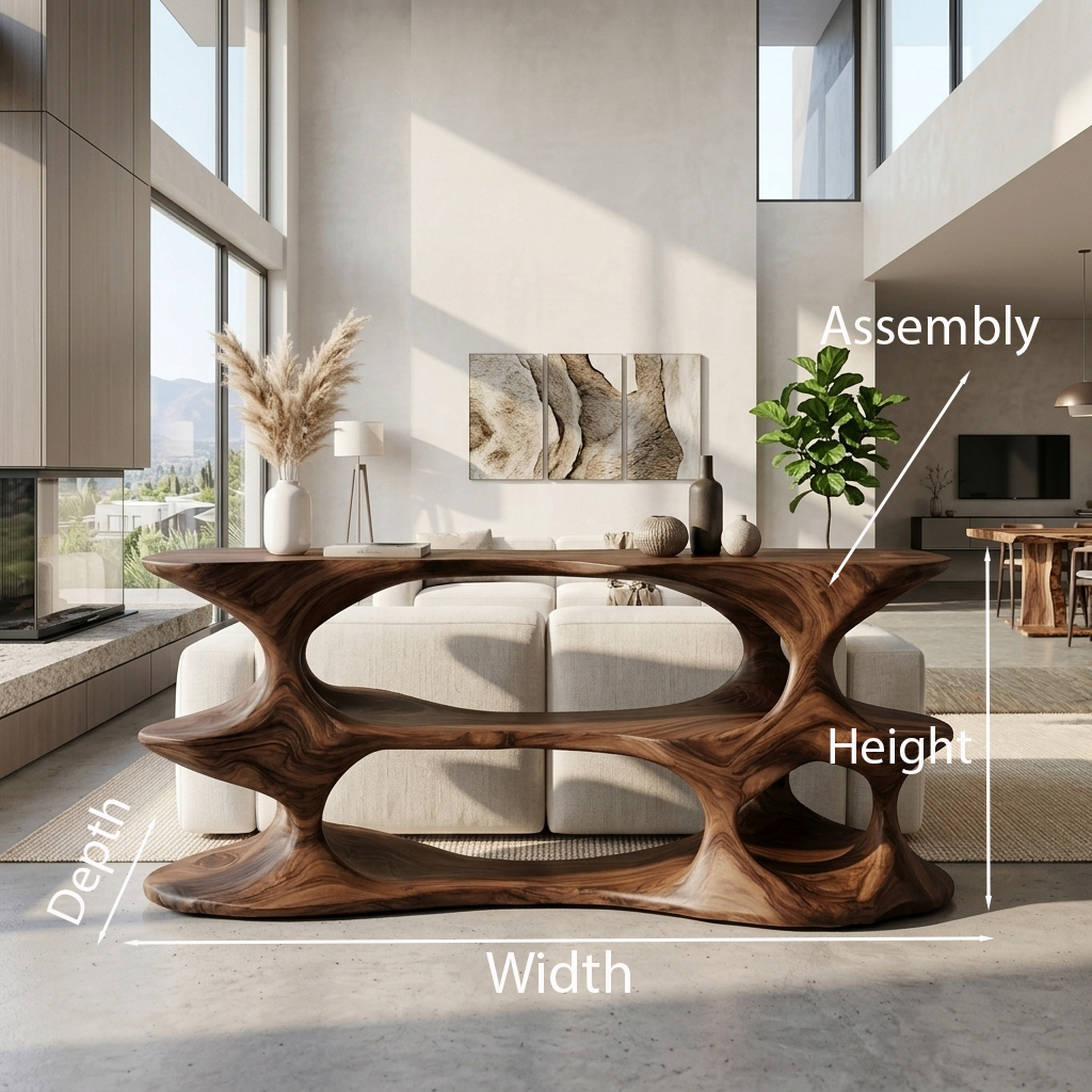 Modern Natural Wood Console Table For Living Room Decor