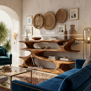 Rustic Wooden Console Table With Tiers For Living Decor