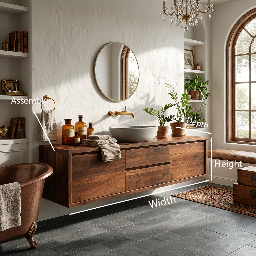 Modern Wall Mounted Wood Bathroom Vanity For Spa Bathroom