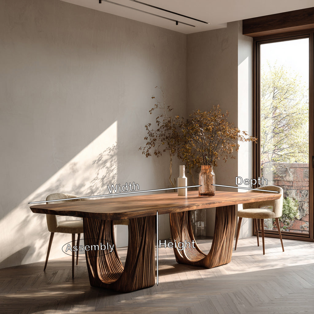 Organic Fluted Pedestal Dining Table For Contemporary Dining Room