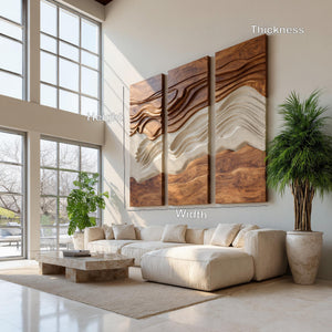 Modern Three Panel Wooden Wall Sculpture For Wall Decor