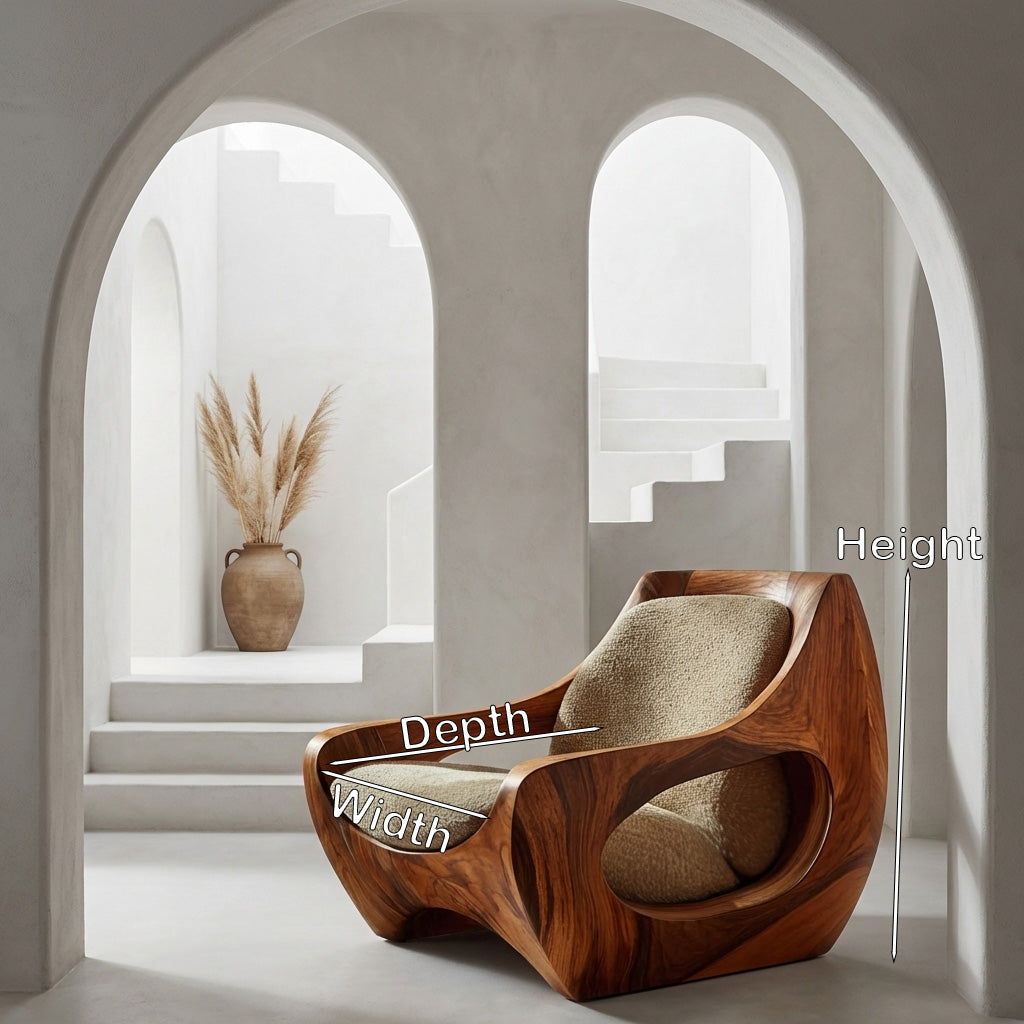 Sculptural Natural Wood Chair For Modern Home Decor