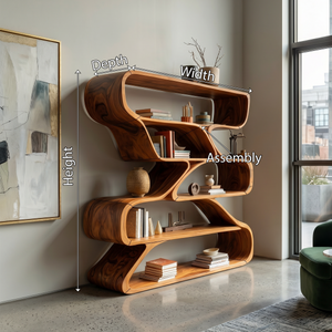 Minimalist Organic Wooden Shelf With Rounded Open Compartments