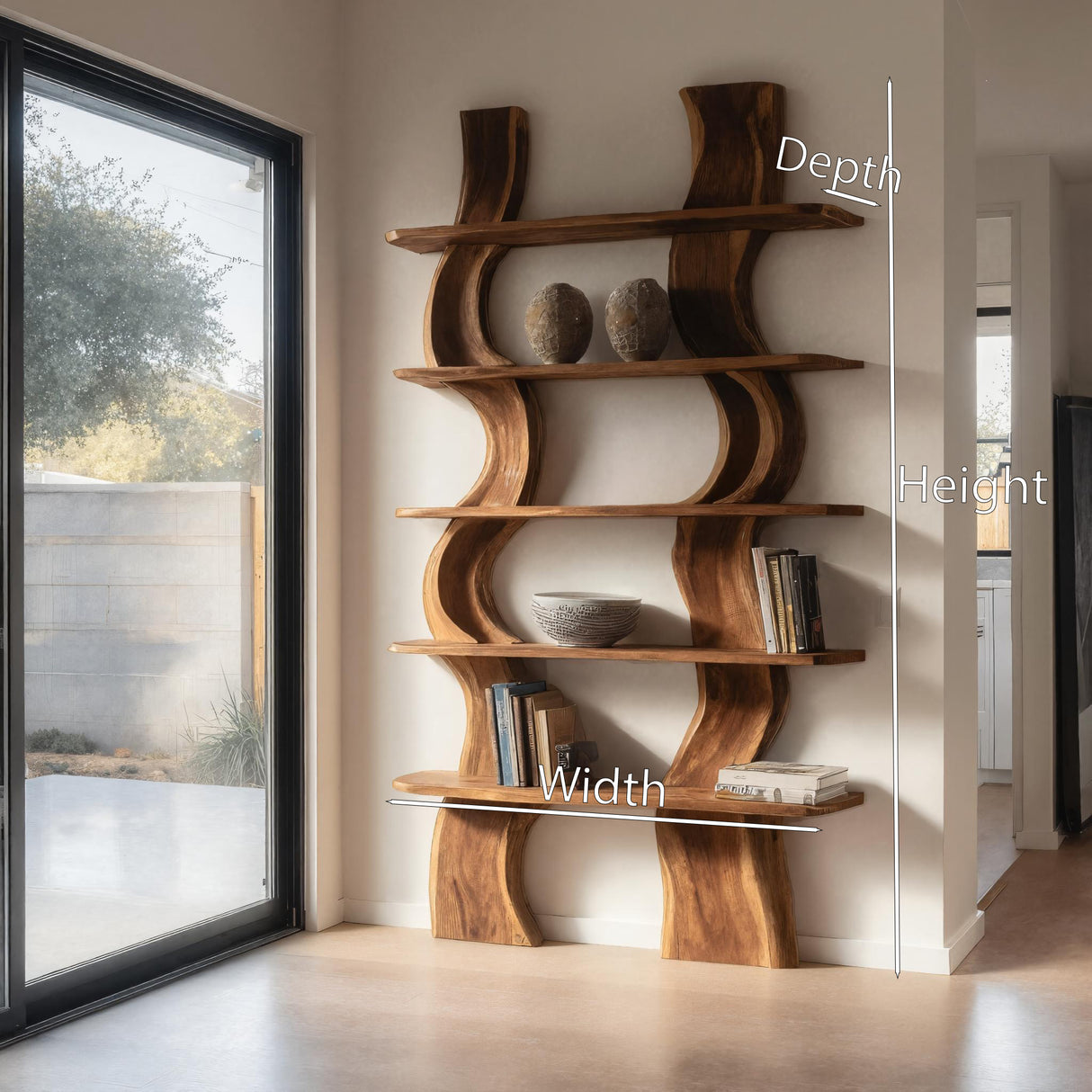 Organic Carved Shelf Storage Display For Home Office