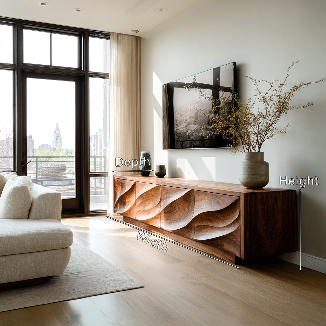 Modern Organic Wood TV Cabinet For Living Room