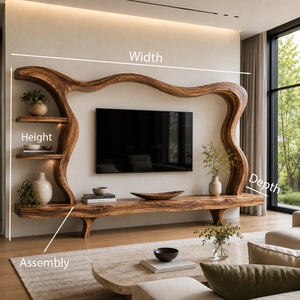 Modern Wood TV Stand With Flowing Frame For Home Decor