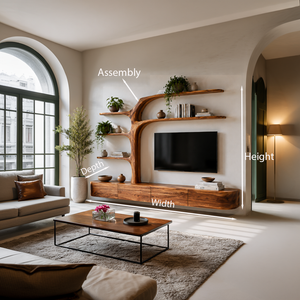 Handcrafted TV Cabinet With Multi-Branch Shelves For Living Room