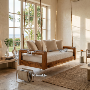 Organic Modern Wooden Hanging Couch Swing Minimalist Interior