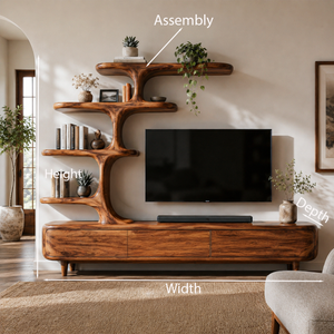 Contemporary Wood TV Stand With Multi-tiered Shelves For Living