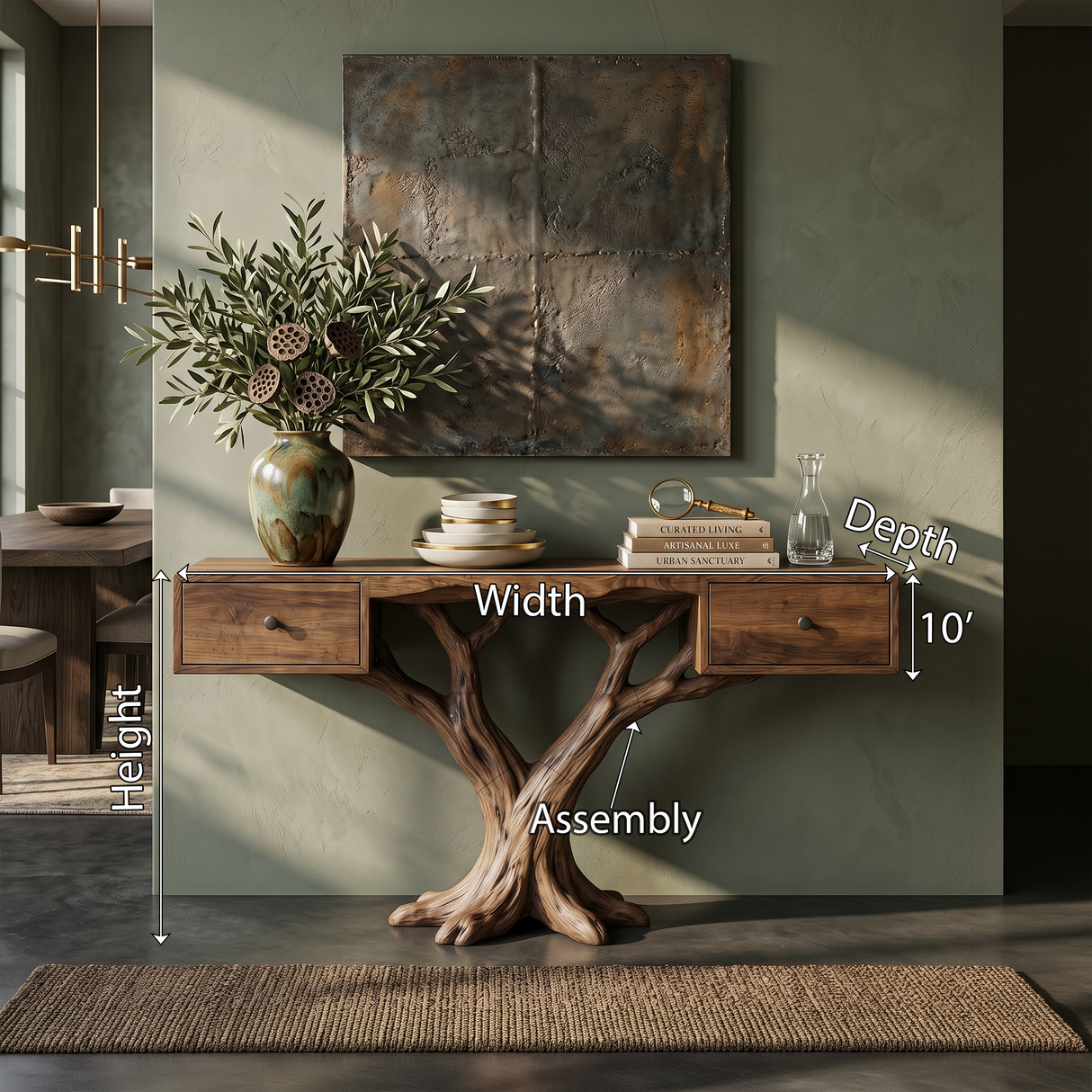 Organic Live Edge Console Table Contemporary Hallway