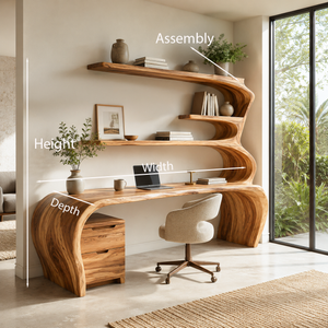 Sculptural Wooden Desk With Rounded Edges For Home Office