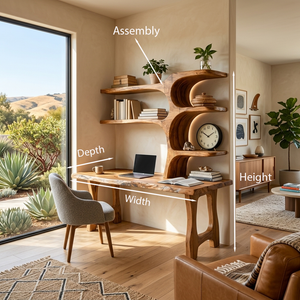 Handcrafted Wood Desk With Open Shelves For Workspace Decor