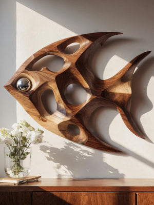 Artistic Sculptural Wall Art Fish-Inspired For Living Room