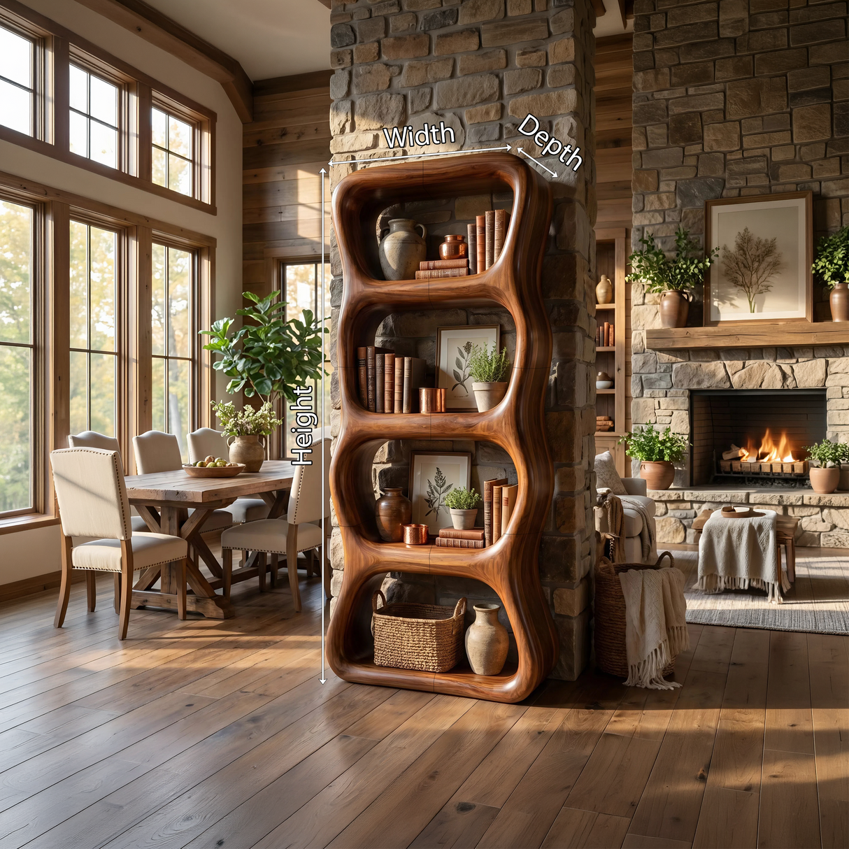 Contemporary Handcrafted Bookshelf Storage Organizer For Living Space