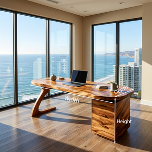 Modern Wooden Desk With Storage Drawers For Home Office