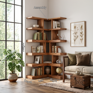 Contemporary Corner Bookcase For Modern Living Room