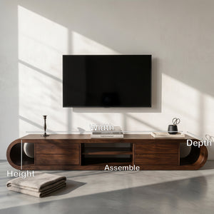 Organic Wooden TV Stand With Rounded Edges For Living Decor