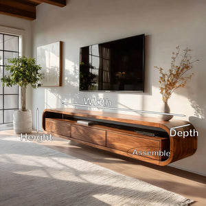 Modern Wooden Floating TV Stand For Living Room Storage