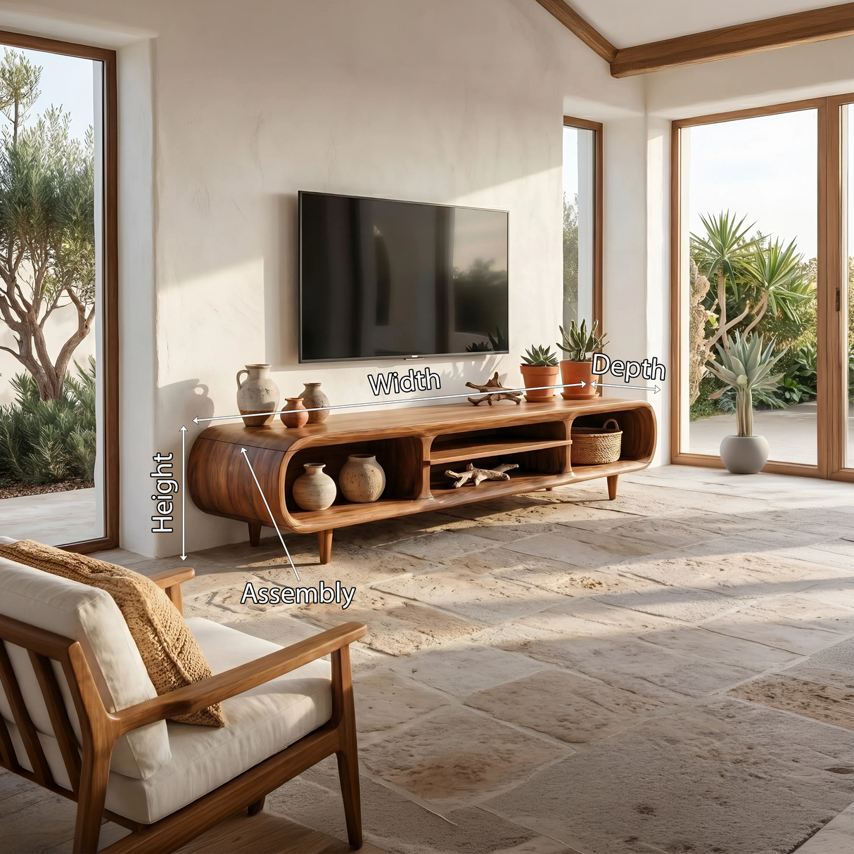 Minimalist Curved TV Stand For Apartment Space