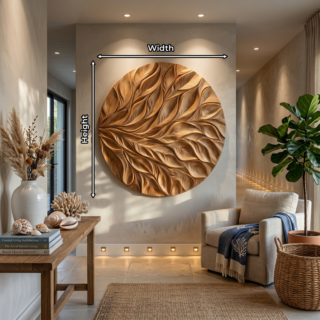 Coastal Wall Art With Flowing Leaf Design For Hallway