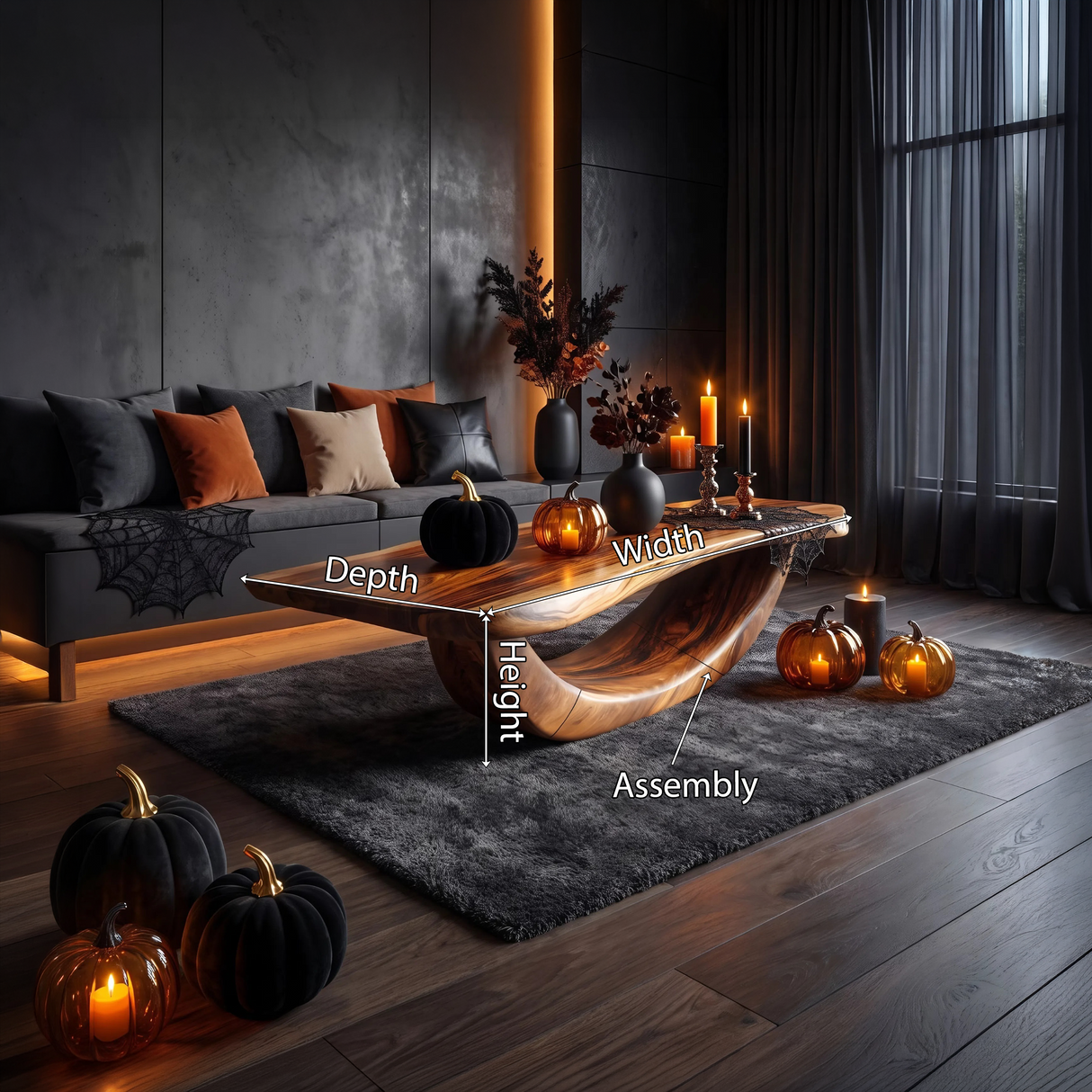 Farmhouse Wooden Live Edge Coffee Table Livingroom Decor Haunted Look