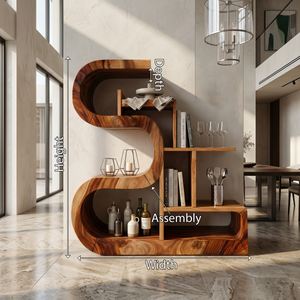 Luxury S-Shaped Wooden Storage Shelf For Contemporary Spaces