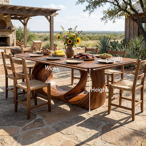 Wooden Dining Table With Artistic Base For Dining Room