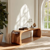 Contemporary Wood Curved Bench For Entryway Or Living Room